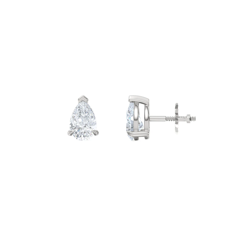 1.00ct Pear Cut Lab Diamond Stud Earrings in Platinum