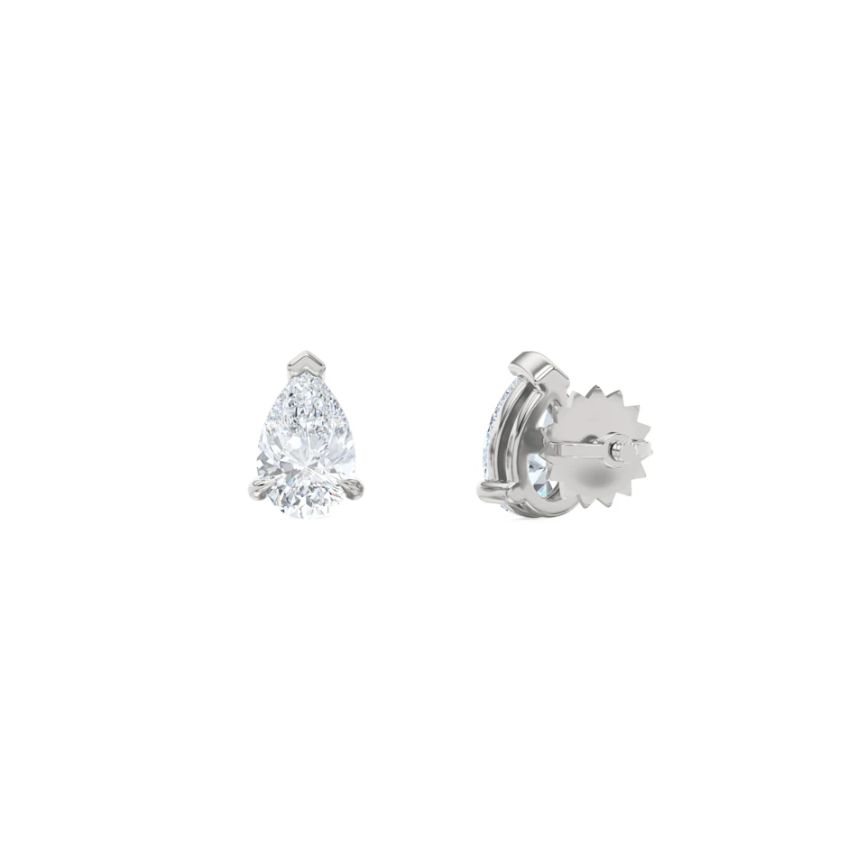 1.00ct Pear Cut Lab Diamond Stud Earrings in Platinum