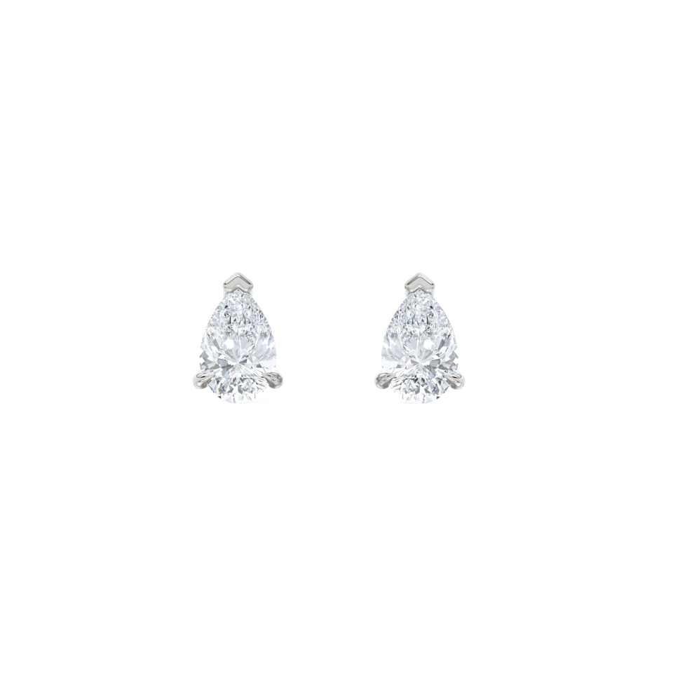 1.00ct Pear Cut Lab Diamond Stud Earrings in 18K White Gold