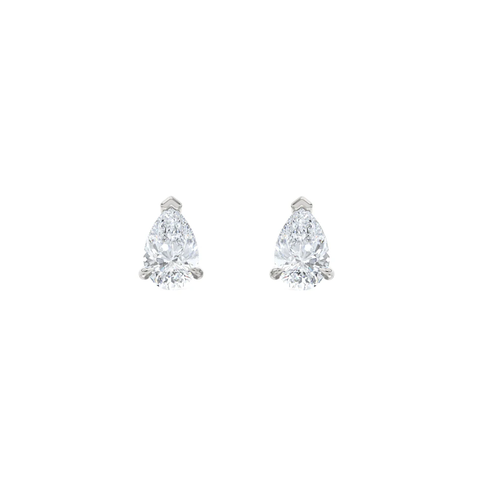 1.00ct Pear Cut Lab Diamond Stud Earrings in Platinum