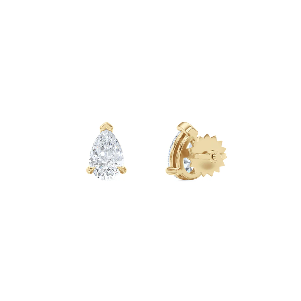 1.00ct Pear Cut Lab Diamond Stud Earrings in 18K Yellow Gold