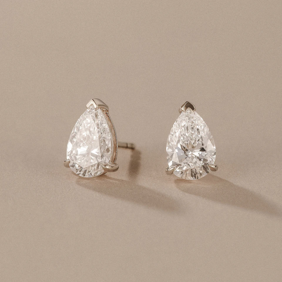 2.00ct Pear Cut Lab Diamond Stud Earrings in Platinum
