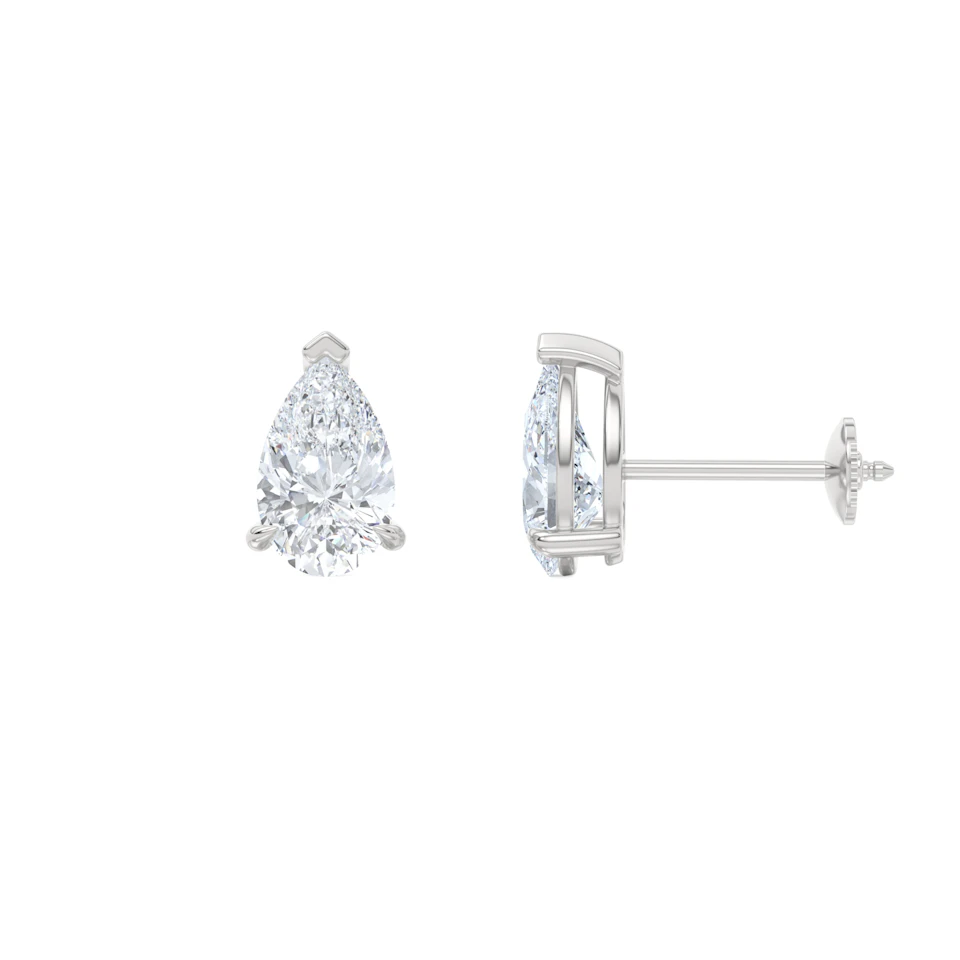 2.00ct Pear Cut Lab Diamond Stud Earrings in Platinum