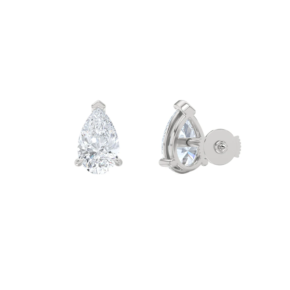 2.00ct Pear Cut Lab Diamond Stud Earrings in Platinum