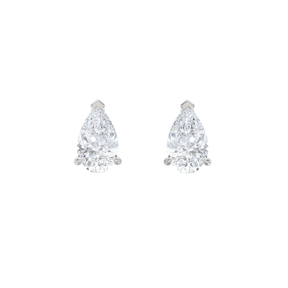 2.00ct Pear Cut Lab Diamond Stud Earrings in 18K White Gold