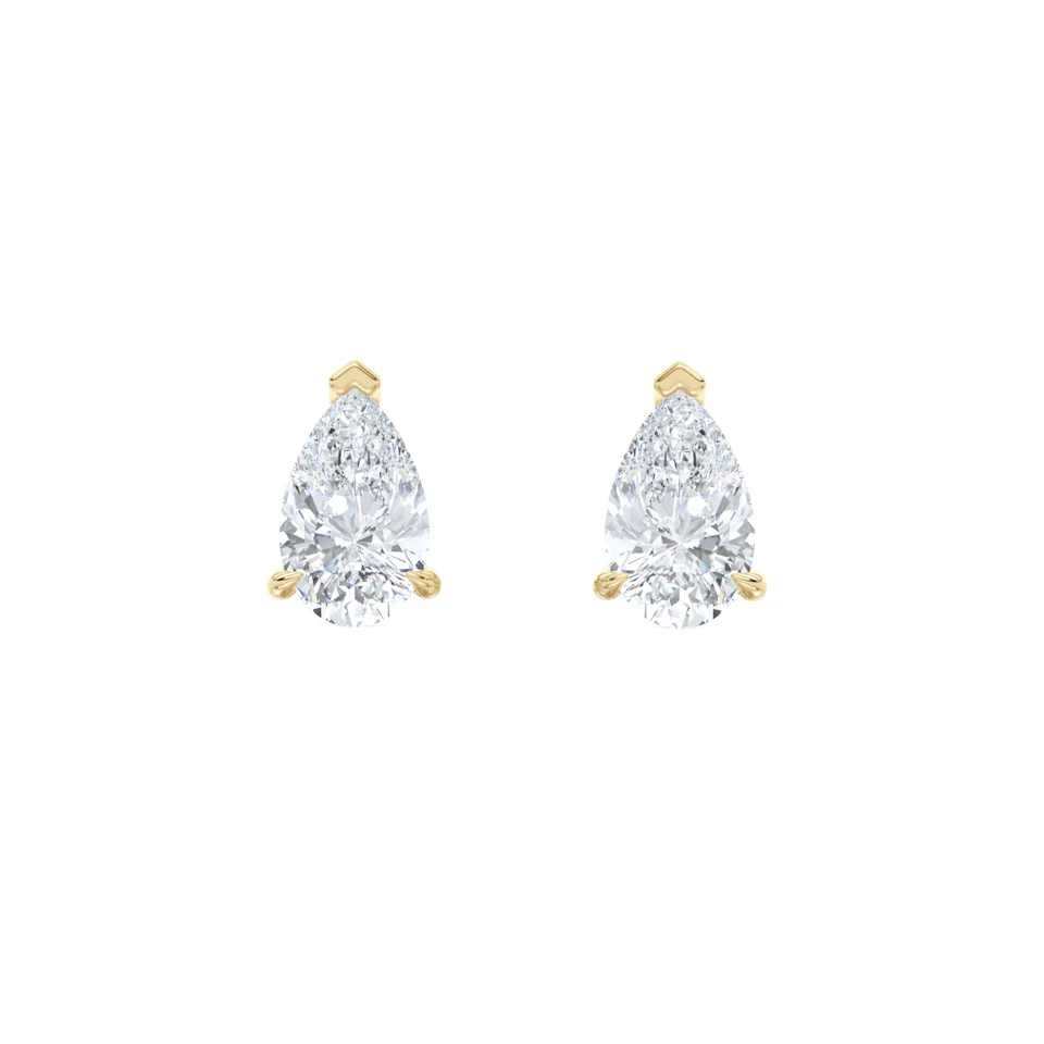 2.00ct Pear Cut Lab Diamond Stud Earrings in 18K Yellow Gold