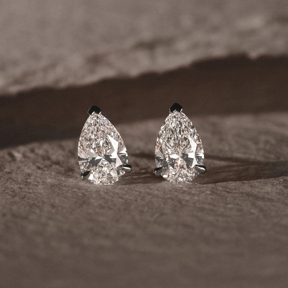 3.00ct Pear Cut Lab Diamond Stud Earrings in Platinum