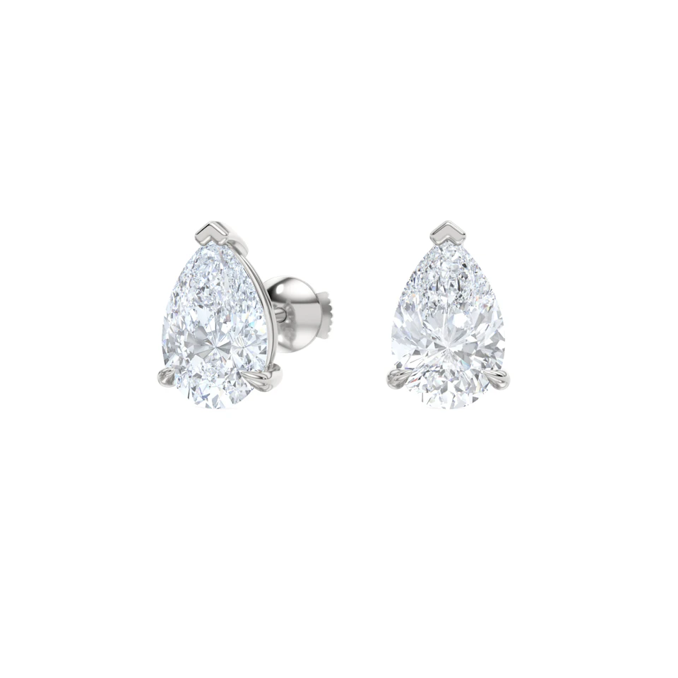 3.00ct Pear Cut Lab Diamond Stud Earrings in Platinum