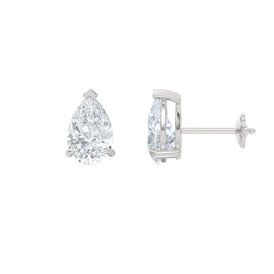 3.00ct Pear Cut Lab Diamond Stud Earrings in Platinum