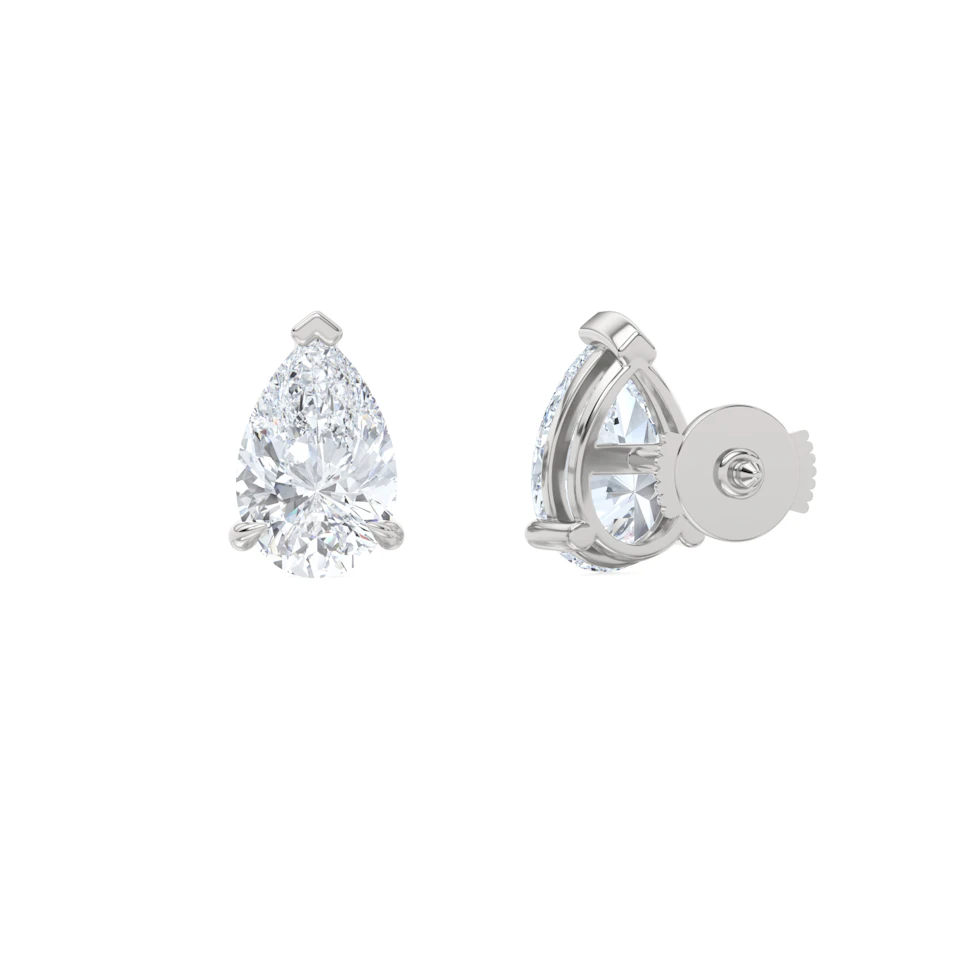 3.00ct Pear Cut Lab Diamond Stud Earrings in 18K White Gold