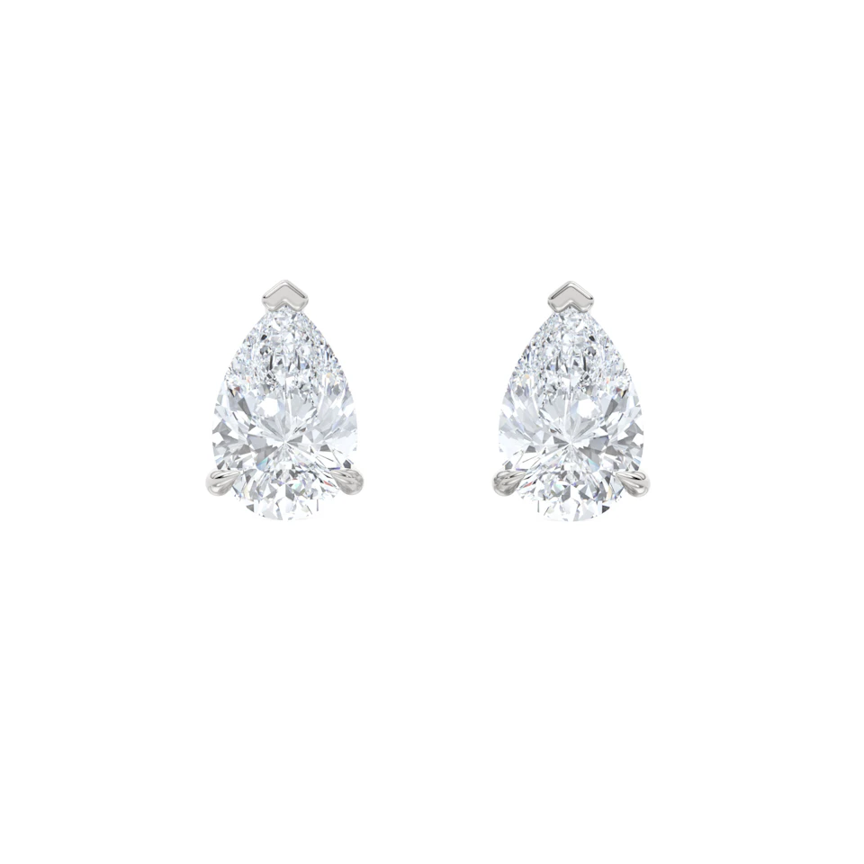3.00ct Pear Cut Lab Diamond Stud Earrings in 18K White Gold