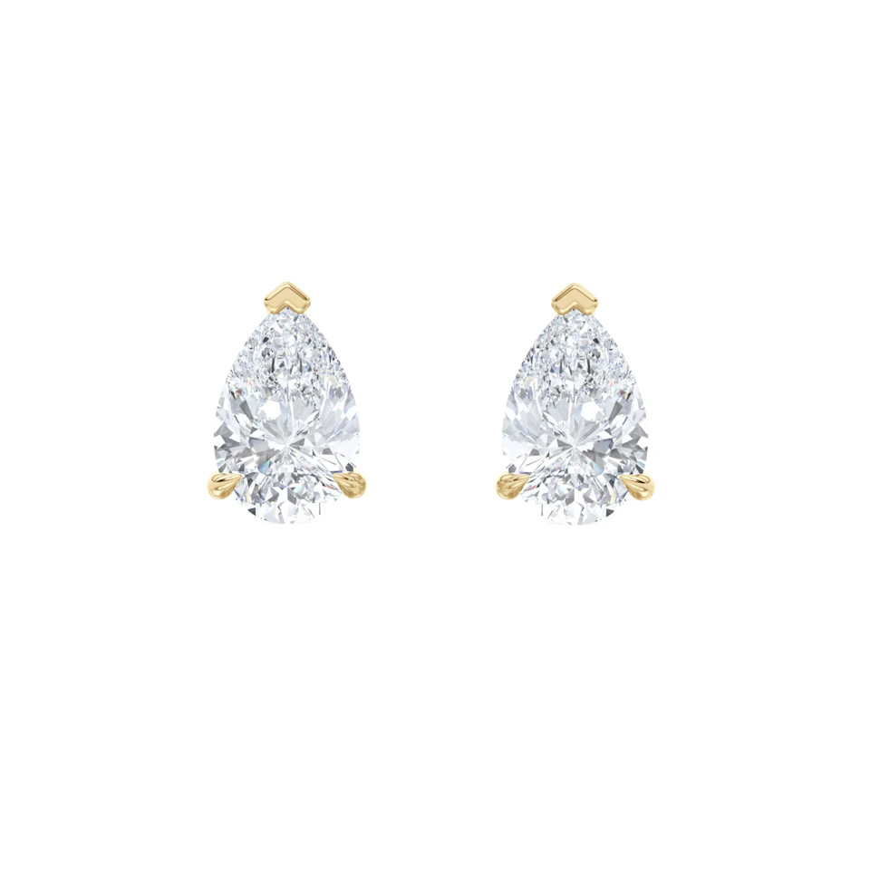 3.00ct Pear Cut Lab Diamond Stud Earrings in 18K Yellow Gold