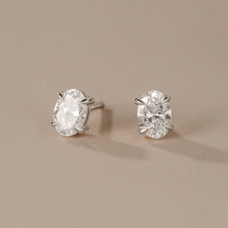 1.00ct Oval Cut Lab Diamond Stud Earrings in Platinum