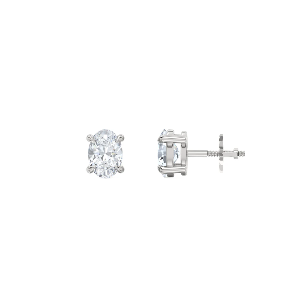 1.00ct Oval Cut Lab Diamond Stud Earrings in Platinum