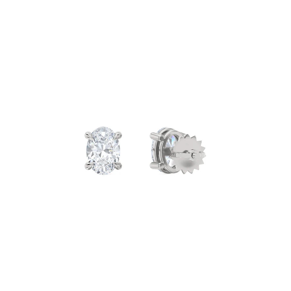 1.00ct Oval Cut Lab Diamond Stud Earrings in Platinum