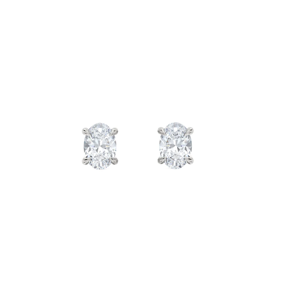 1.00ct Oval Cut Lab Diamond Stud Earrings in 18K White Gold