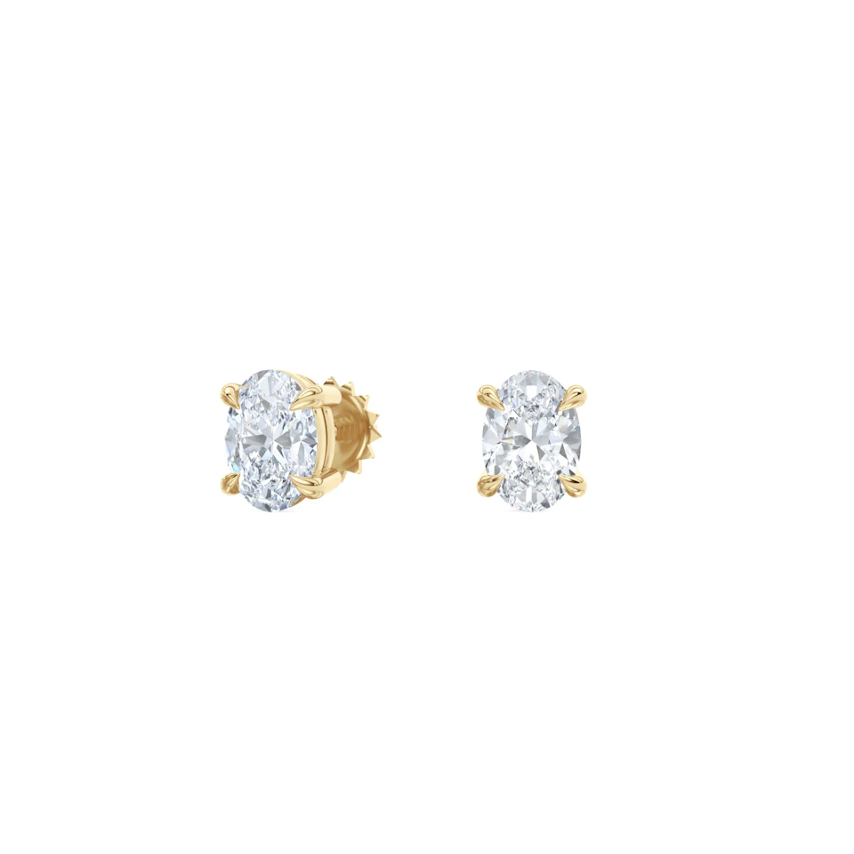 1.00ct Oval Cut Lab Diamond Stud Earrings in 18K Yellow Gold