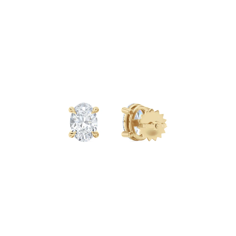 1.00ct Oval Cut Lab Diamond Stud Earrings in 18K Yellow Gold