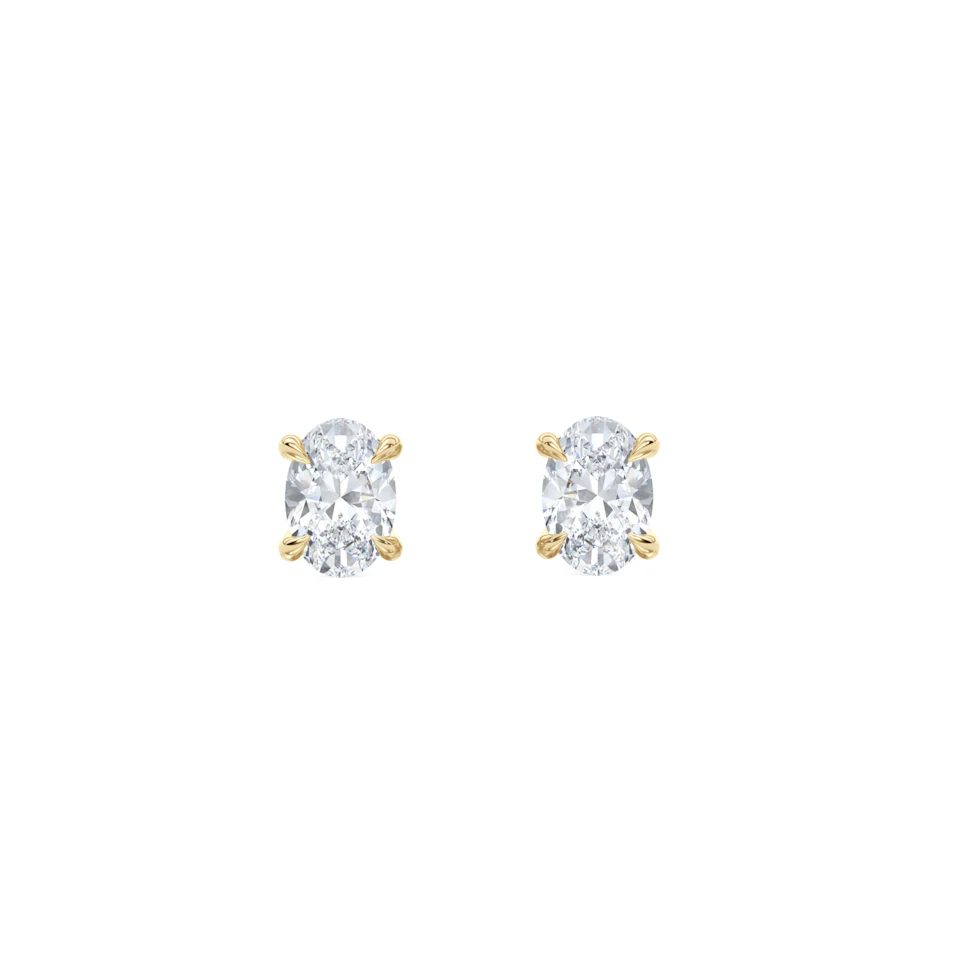 1.00ct Oval Cut Lab Diamond Stud Earrings in 18K Yellow Gold