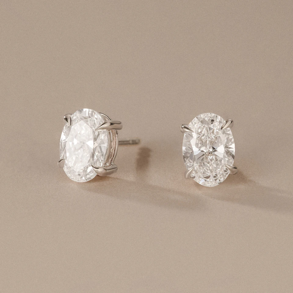 2.00ct Oval Cut Lab Diamond Stud Earrings in Platinum
