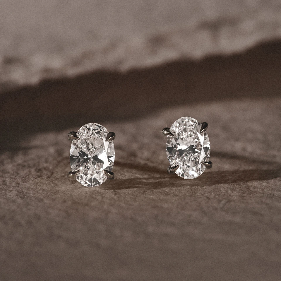 2.00ct Oval Cut Lab Diamond Stud Earrings in Platinum