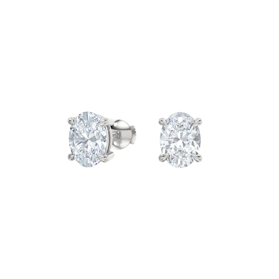 2.00ct Oval Cut Lab Diamond Stud Earrings in Platinum