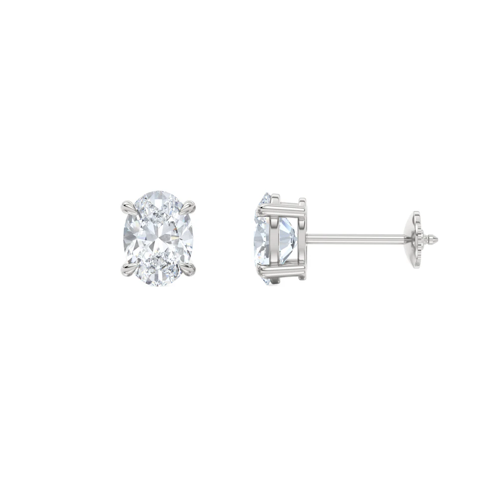 2.00ct Oval Cut Lab Diamond Stud Earrings in Platinum