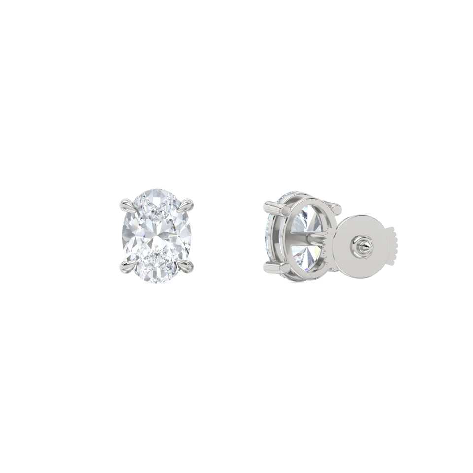 2.00ct Oval Cut Lab Diamond Stud Earrings in Platinum