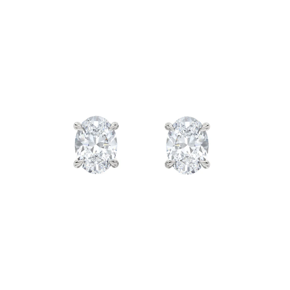 2.00ct Oval Cut Lab Diamond Stud Earrings in Platinum
