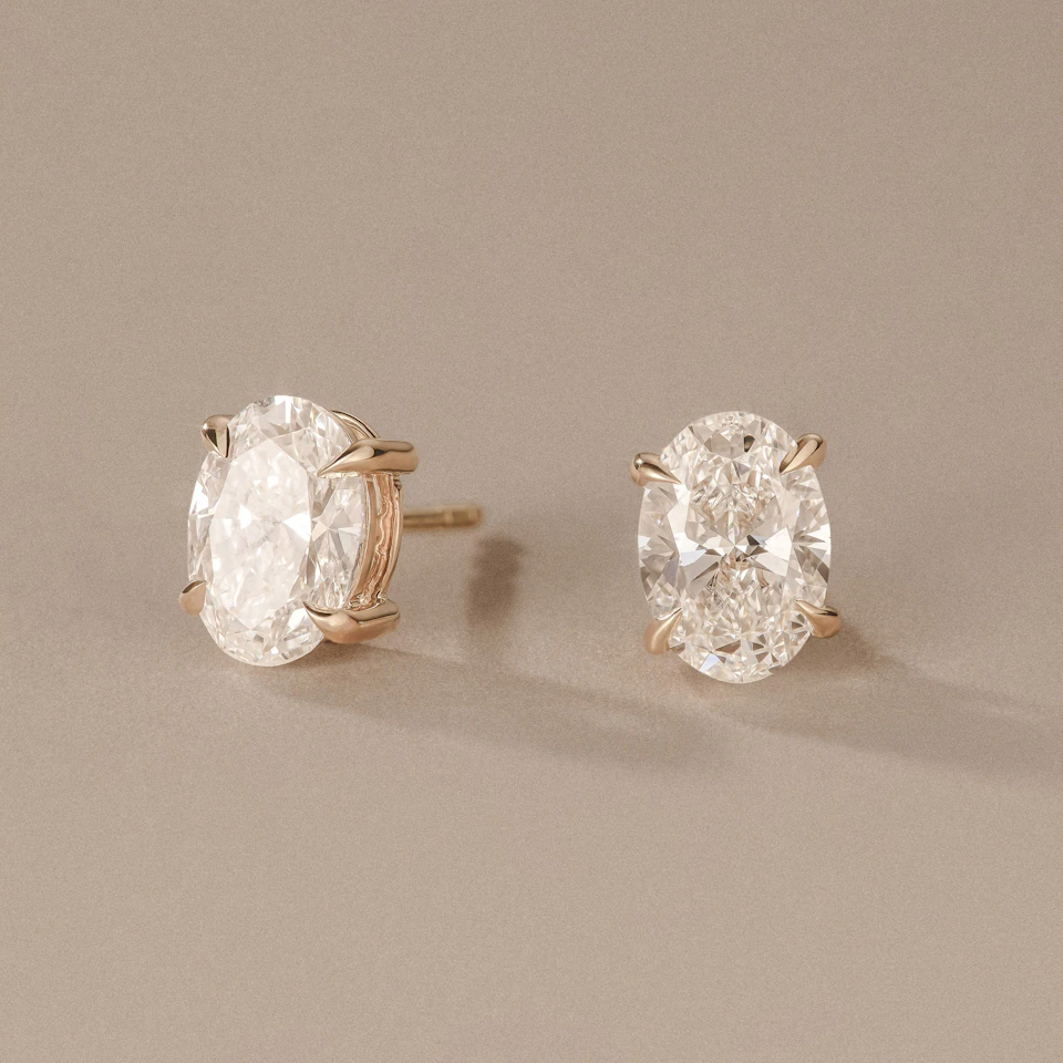 2.00ct Oval Cut Lab Diamond Stud Earrings in 18K Yellow Gold