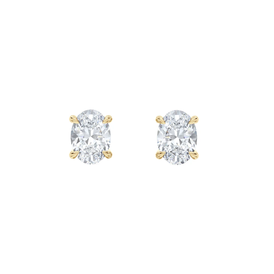 2.00ct Oval Cut Lab Diamond Stud Earrings in 18K Yellow Gold