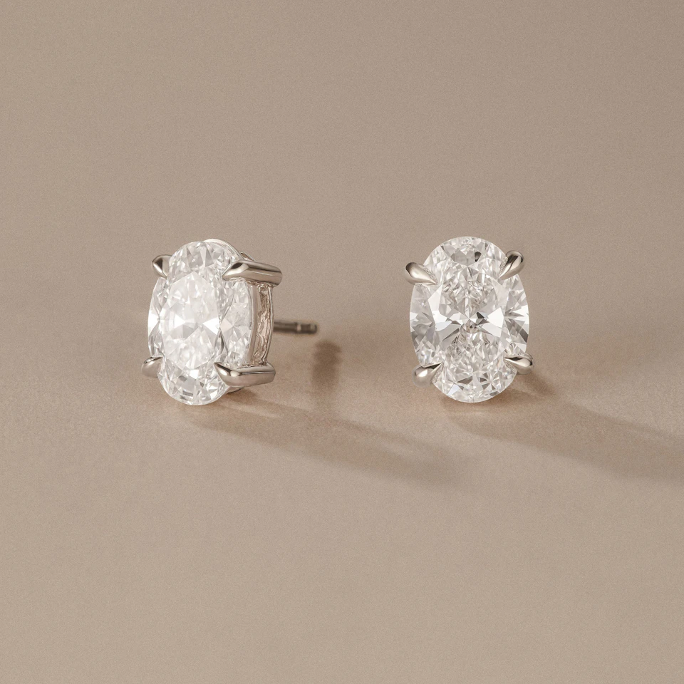 3.00ct Oval Cut Lab Diamond Stud Earrings in Platinum