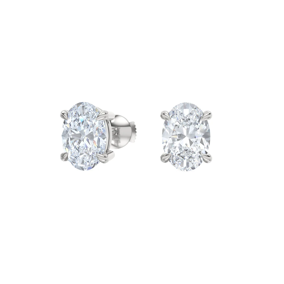 3.00ct Oval Cut Lab Diamond Stud Earrings in 18K White Gold
