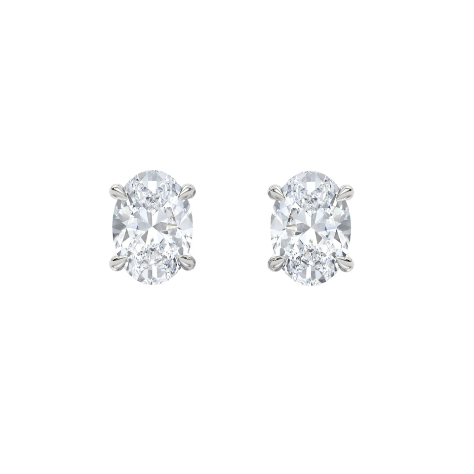 3.00ct Oval Cut Lab Diamond Stud Earrings in 18K White Gold