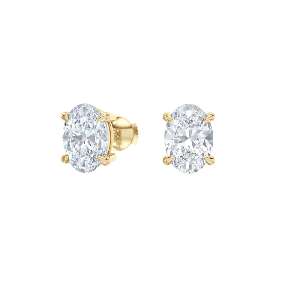 3.00ct Oval Cut Lab Diamond Stud Earrings in 18K Yellow Gold