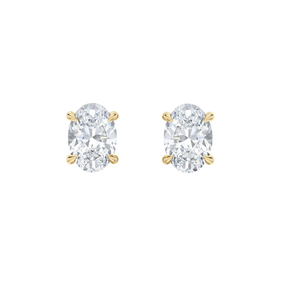 3.00ct Oval Cut Lab Diamond Stud Earrings in 18K Yellow Gold