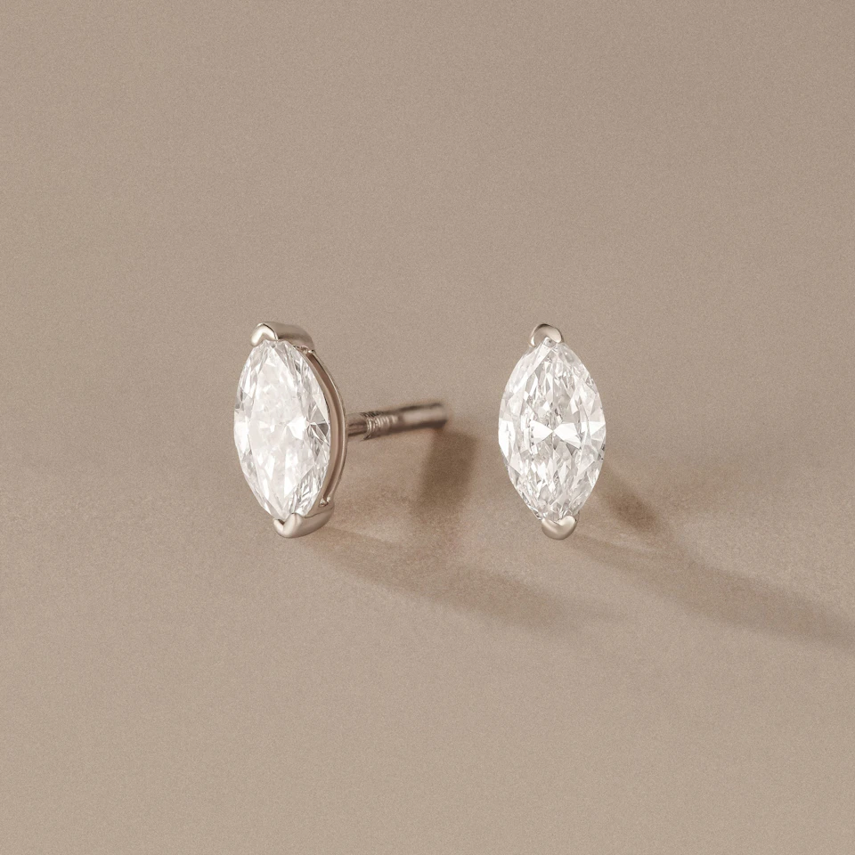 0.50ct Marquise Cut Lab Diamond Stud Earrings in Platinum