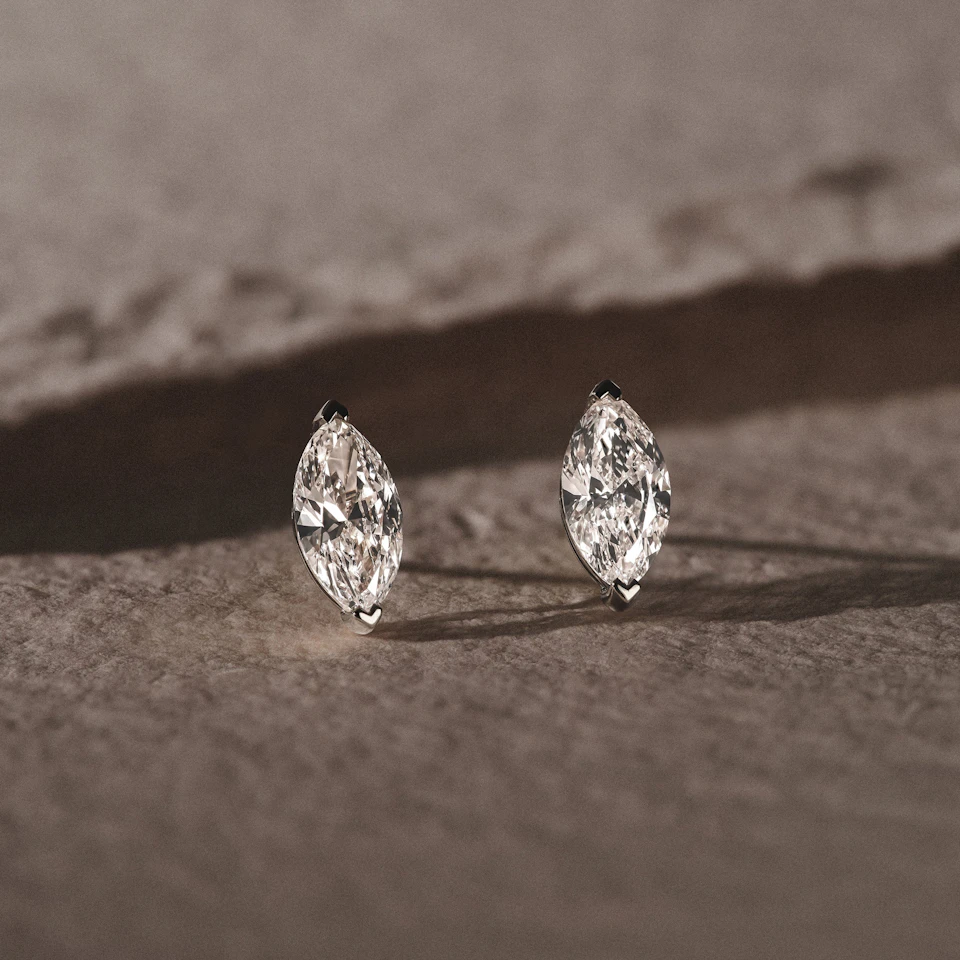 0.50ct Marquise Cut Lab Diamond Stud Earrings in 18K White Gold