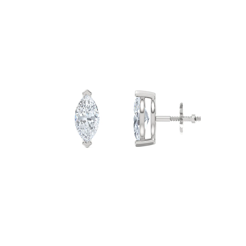 0.50ct Marquise Cut Lab Diamond Stud Earrings in Platinum