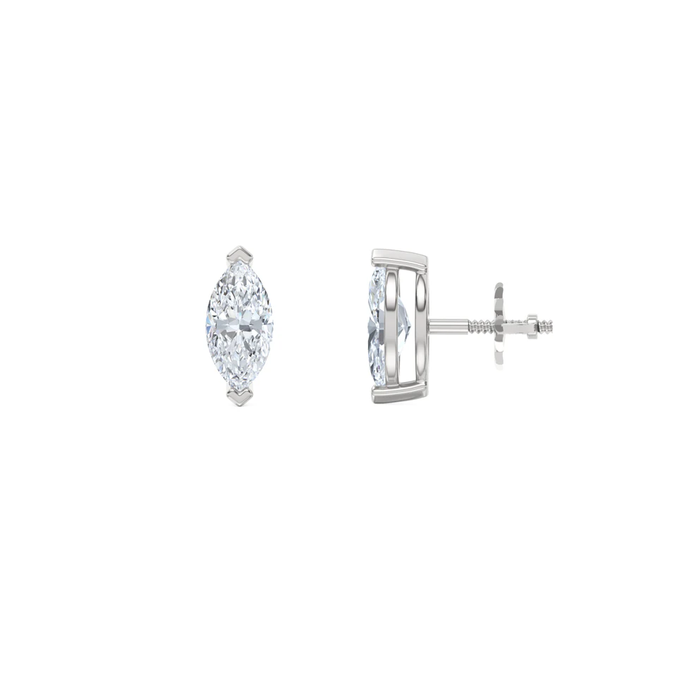 0.50ct Marquise Cut Lab Diamond Stud Earrings in 18K White Gold