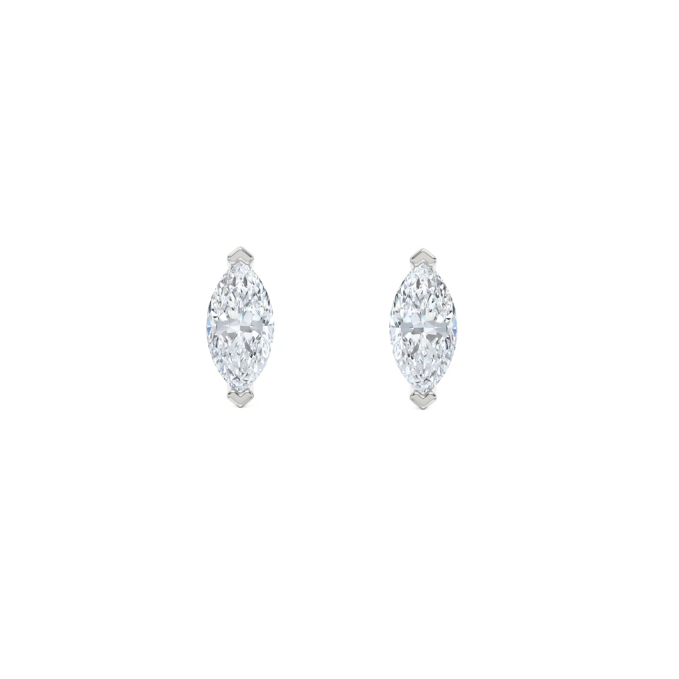 0.50ct Marquise Cut Lab Diamond Stud Earrings in 18K White Gold