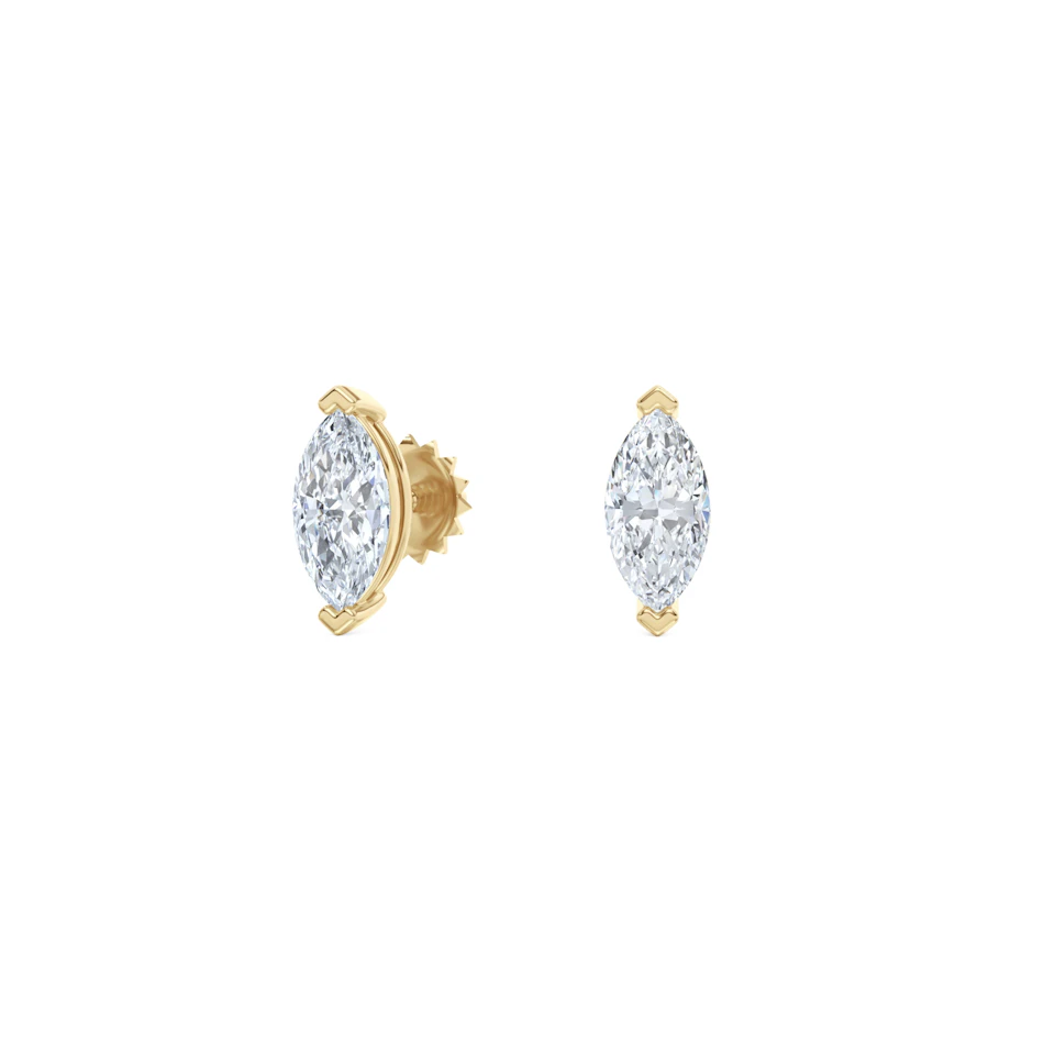 0.50ct Marquise Cut Lab Diamond Stud Earrings in 18K Yellow Gold