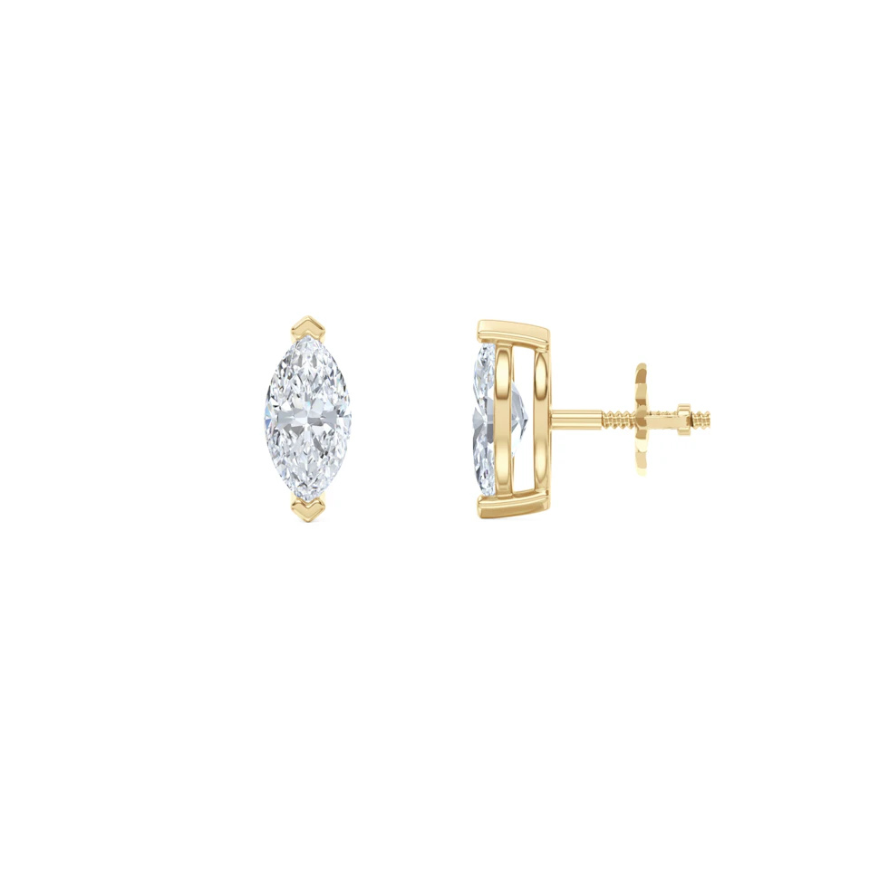 0.50ct Marquise Cut Lab Diamond Stud Earrings in 18K Yellow Gold