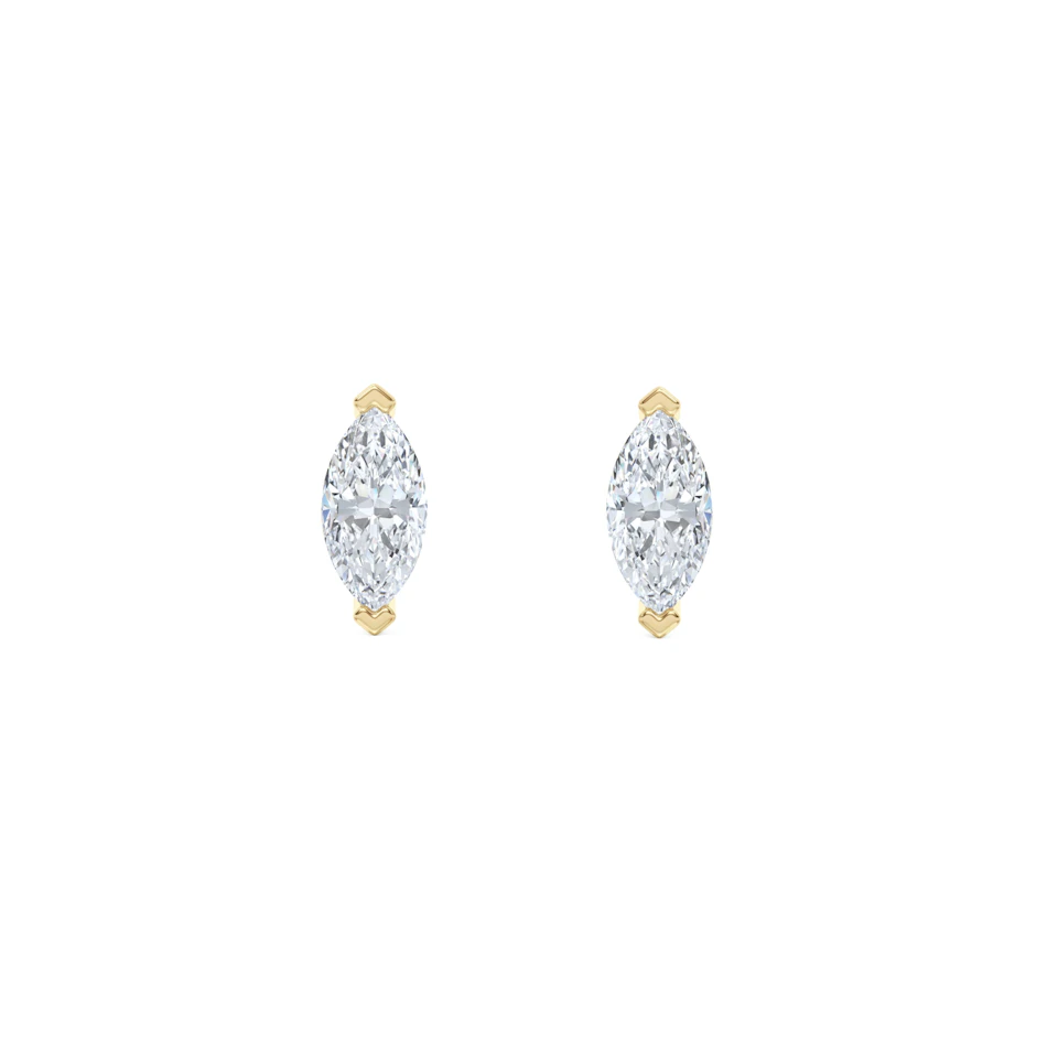 0.50ct Marquise Cut Lab Diamond Stud Earrings in 18K Yellow Gold