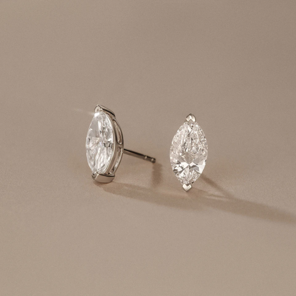 1.00ct Marquise Cut Lab Diamond Stud Earrings in Platinum