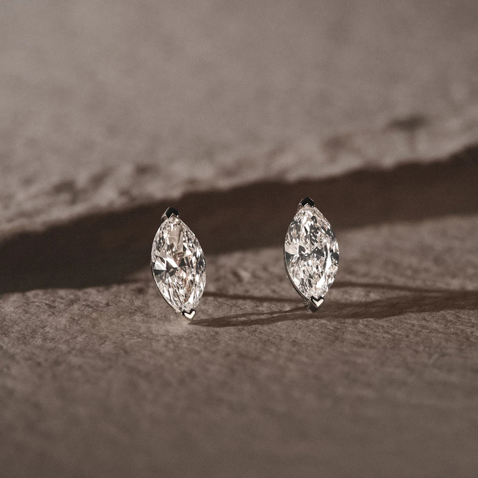 1.00ct Marquise Cut Lab Diamond Stud Earrings in Platinum