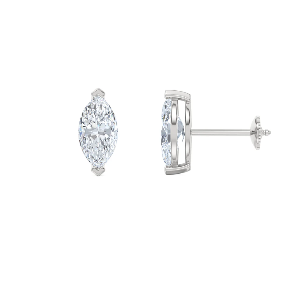 1.00ct Marquise Cut Lab Diamond Stud Earrings in Platinum