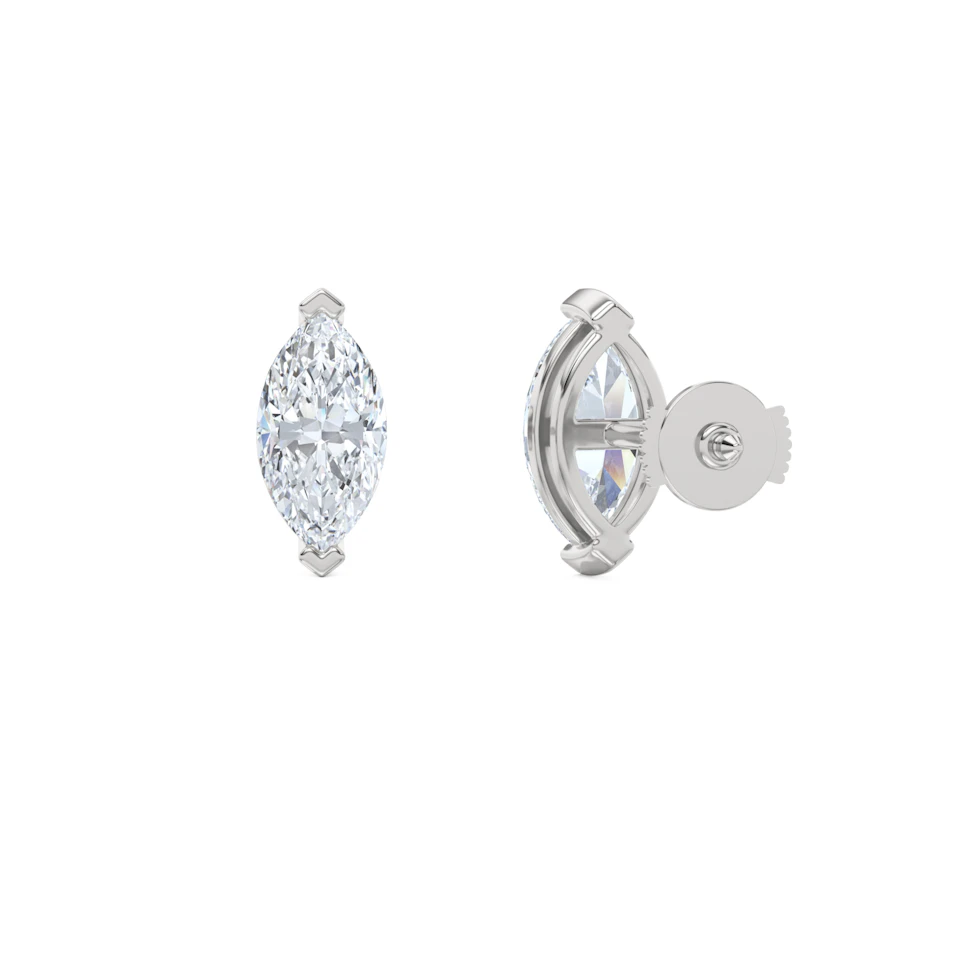 1.00ct Marquise Cut Lab Diamond Stud Earrings in Platinum