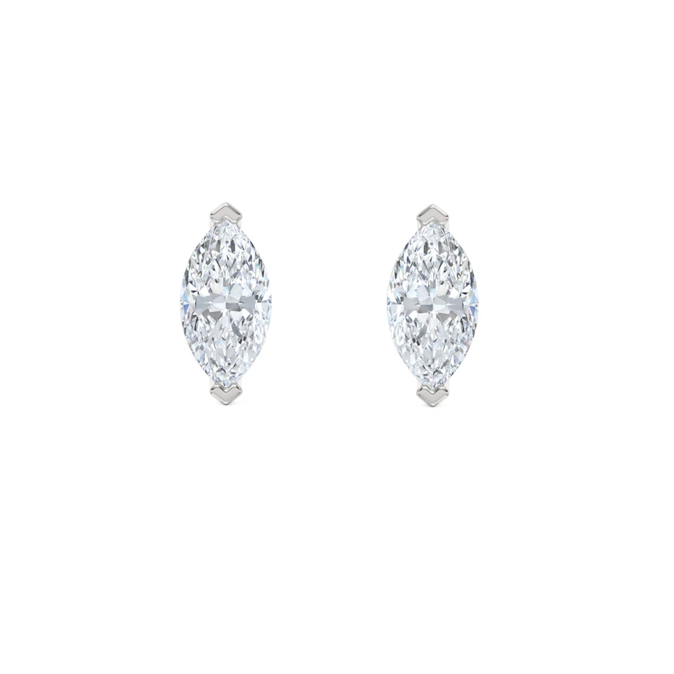 1.00ct Marquise Cut Lab Diamond Stud Earrings in 18K White Gold