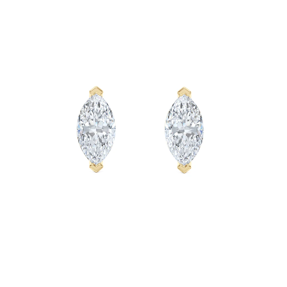 1.00ct Marquise Cut Lab Diamond Stud Earrings in 18K Yellow Gold